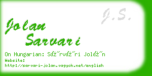 jolan sarvari business card